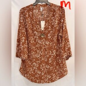 Kaktus Terracotta Floral Women's Blouse